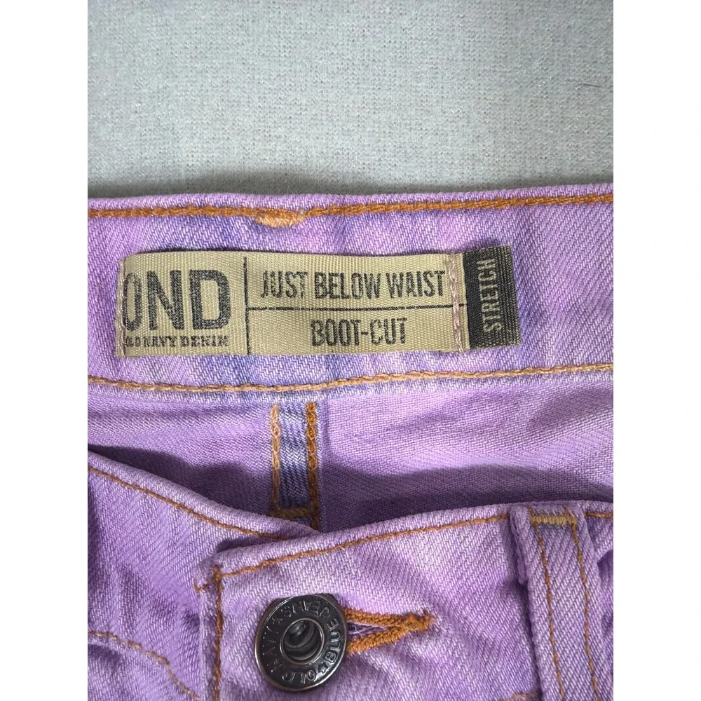 Old Navy OND Purple Acid Wash Cut Off Denim Shorts Women 4 Long Low Rise Stretch